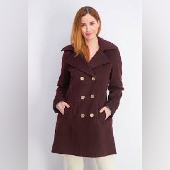Michael kors merlot double breasted peacoat with hood - Picture 5 of 12